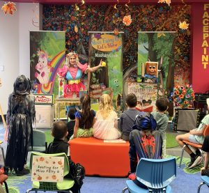 Miss Fairy G entertaining families at Enterprise Library Fall Fest 2026, sponsored by LVCCLD in Las Vegas.