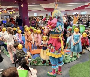 Miss Fairy G performing an interactive children's show at Enterprise Library Fall Fest 2026 in Las Vegas.